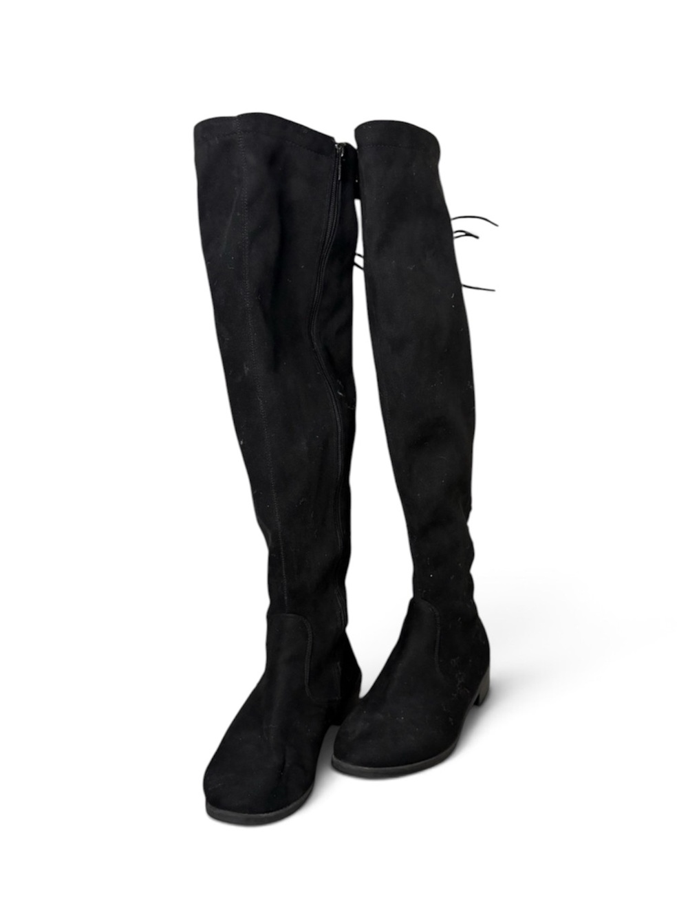 TOP Moda Black Over-The-Knee Faux Suede Boots with Side Zip